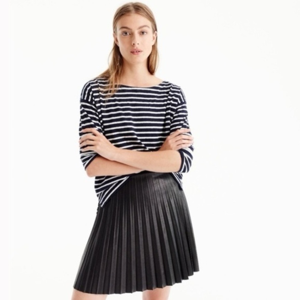 J Crew Leather Pleated Mini Skirt NWT